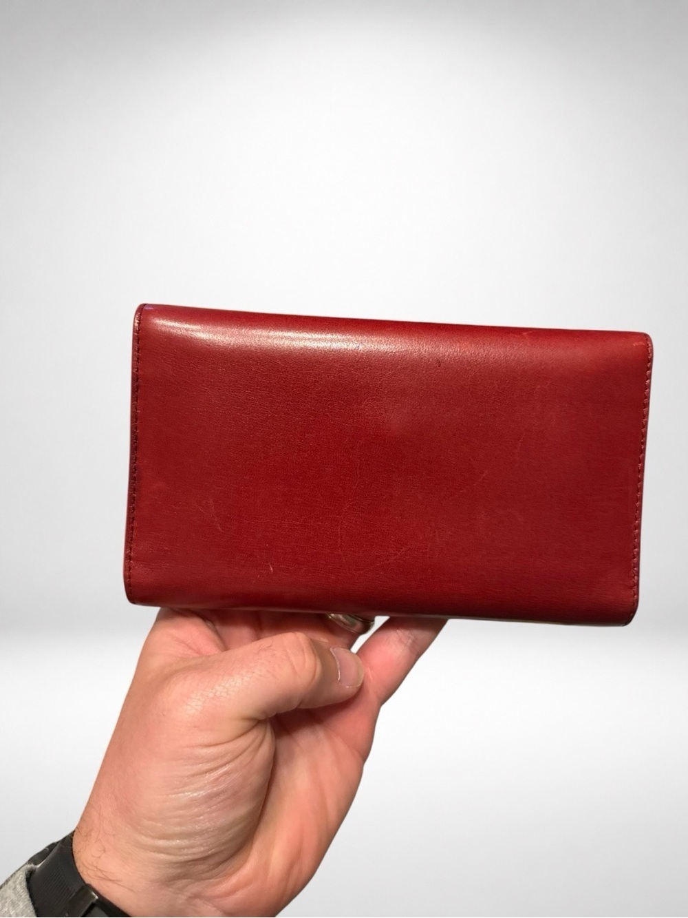 Gucci Vintage Authentic Red Leather Wallet Chain Crossbody Clutch Horsebit COA - Picture 8 of 16
